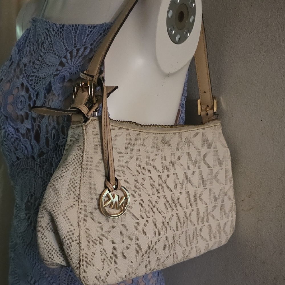 Michael Kors Beige Monogram Shoulder Bag